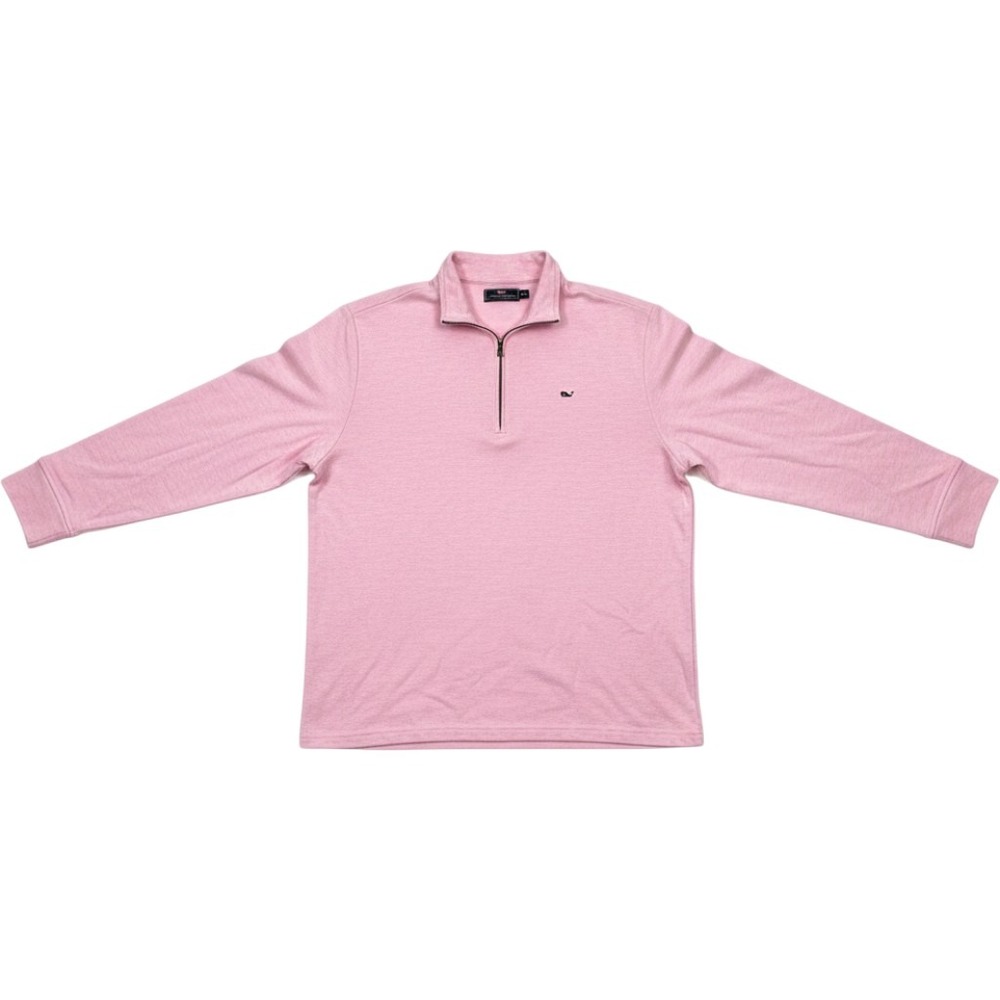 Vineyard Vines Womens Pink Striped Quarter‎ Zip Pullover Sweatshirt Size XL